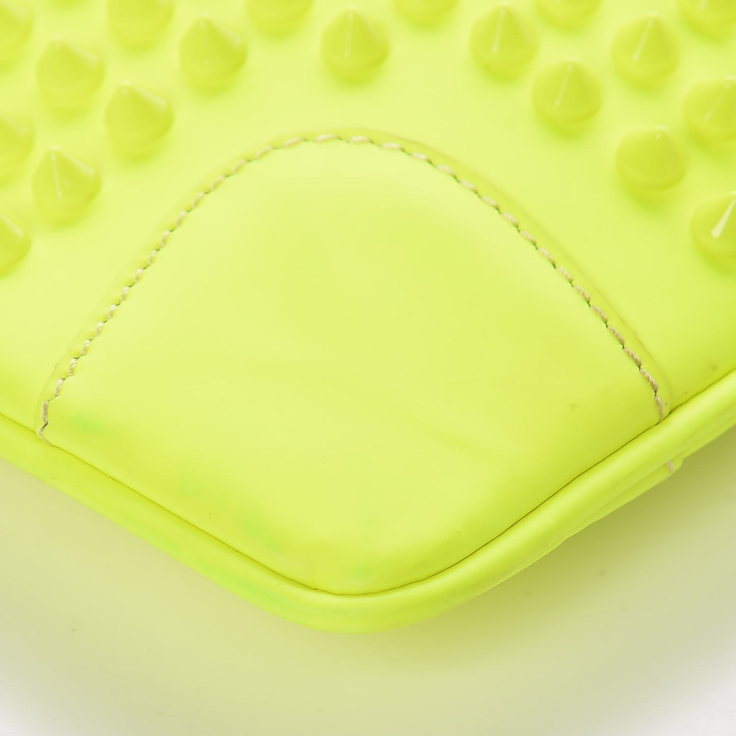 Calfskin Studded Loubiposh Chain Clutch Fluo Yellow