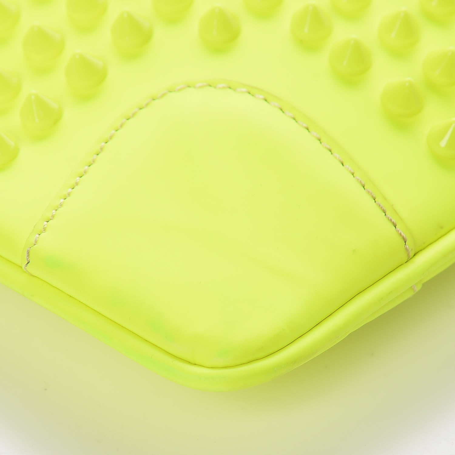 Christian Louboutin Calfskin Studded Loubiposh Chain Clutch Fluo Yellow 8 of 8