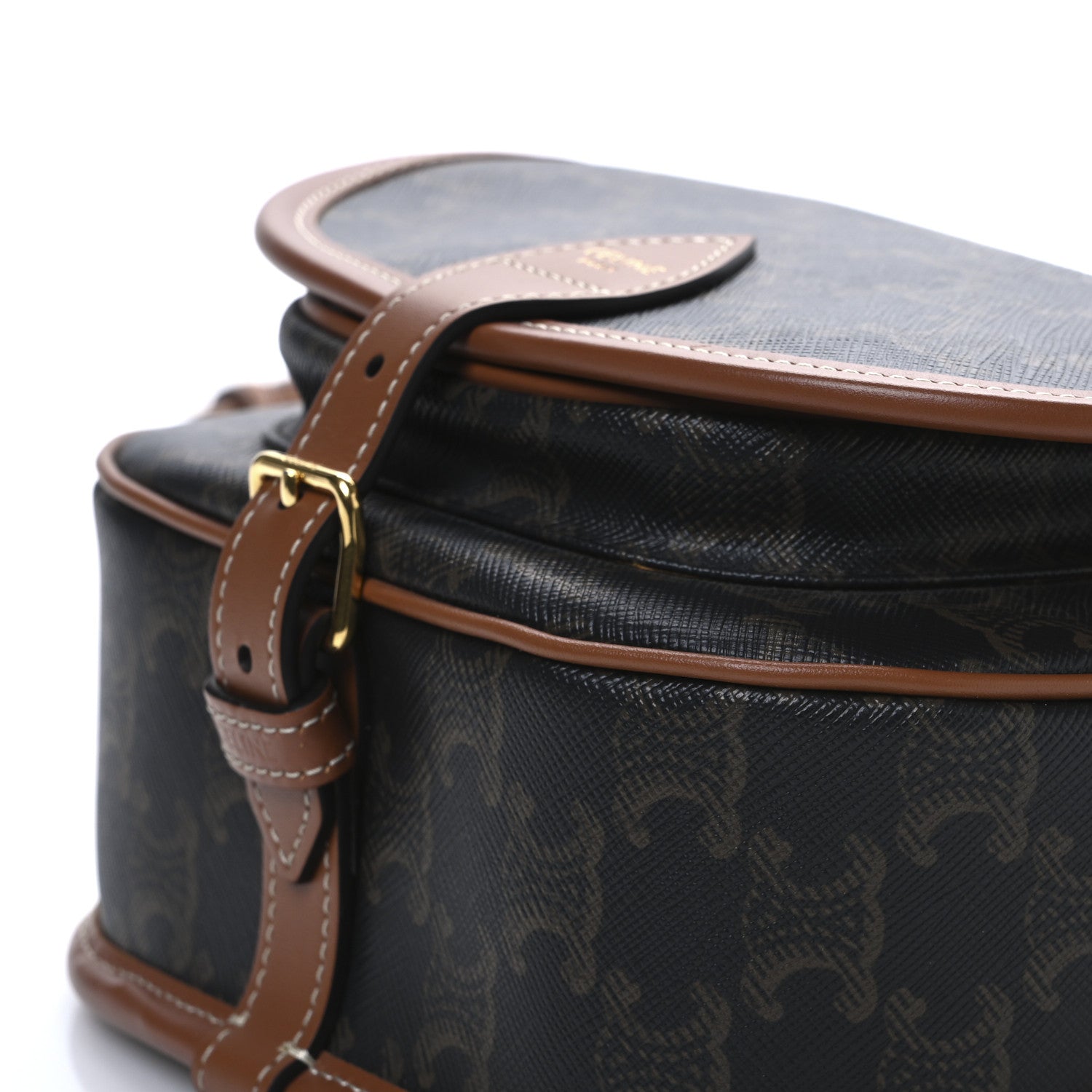 Celine Triomphe Canvas Medium Folco Bag Tan 9 of 9
