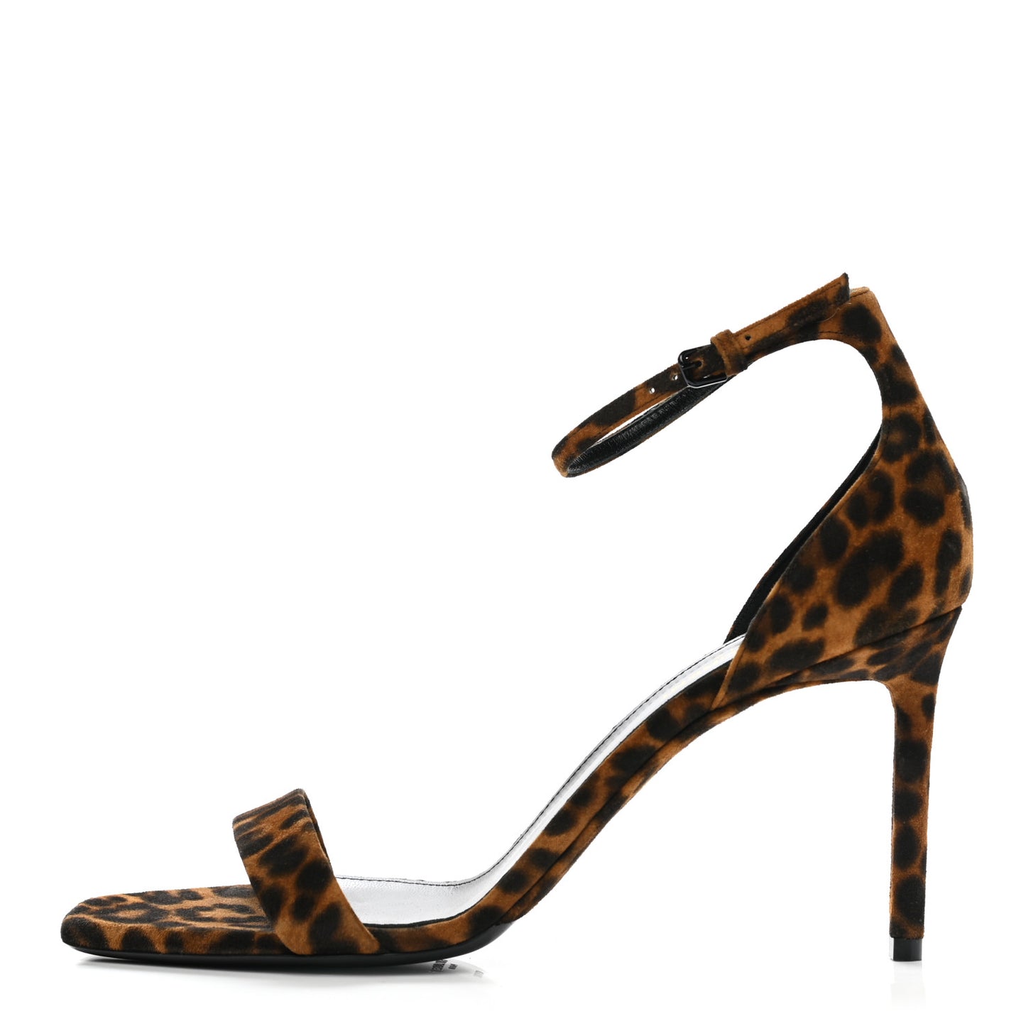 Calf Hair Leopard Print Amber 105 Ankle Strap Sandals 40 Brown
