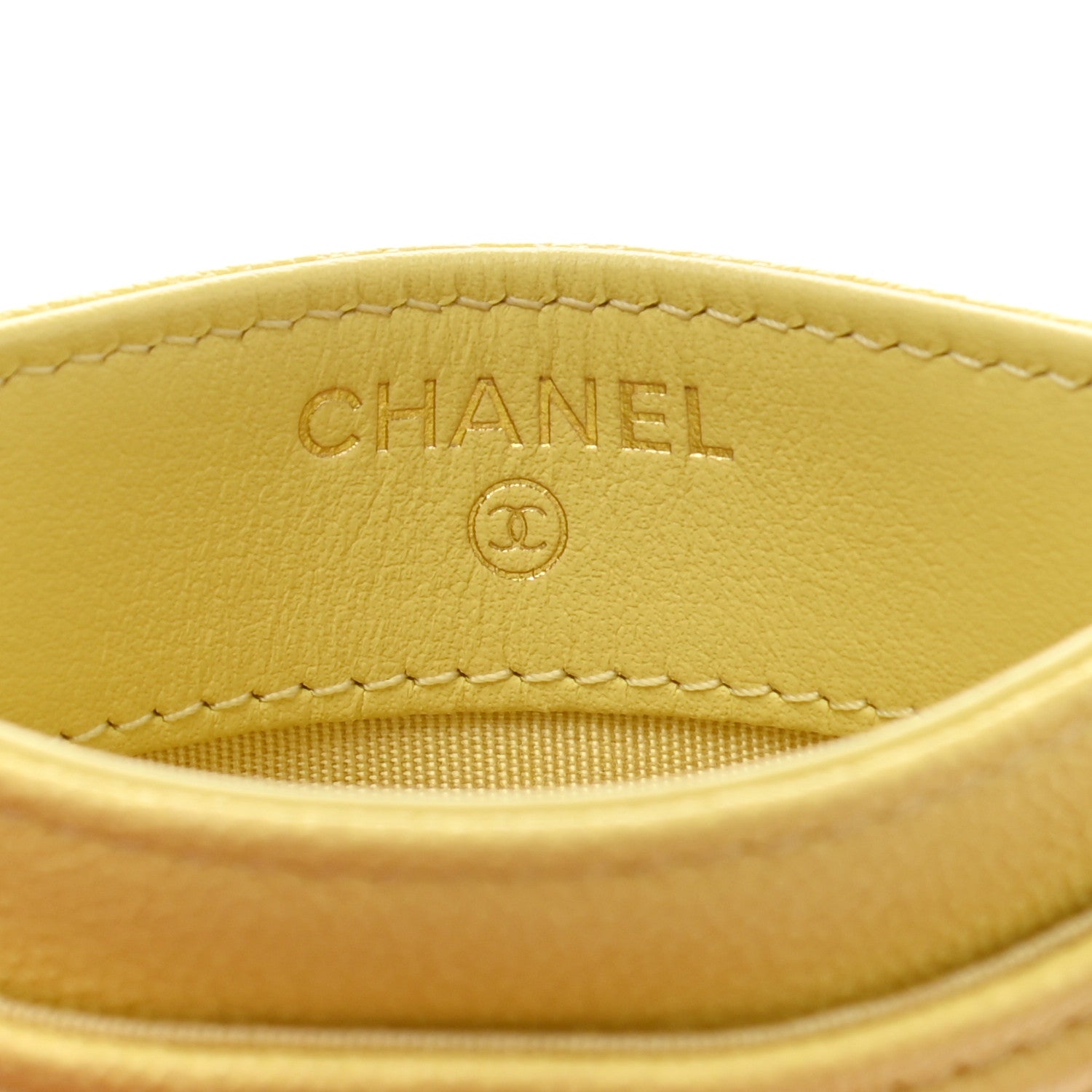 Chanel Caviar Chevron Quilted Boy Card Holder Yellow 6 of 8