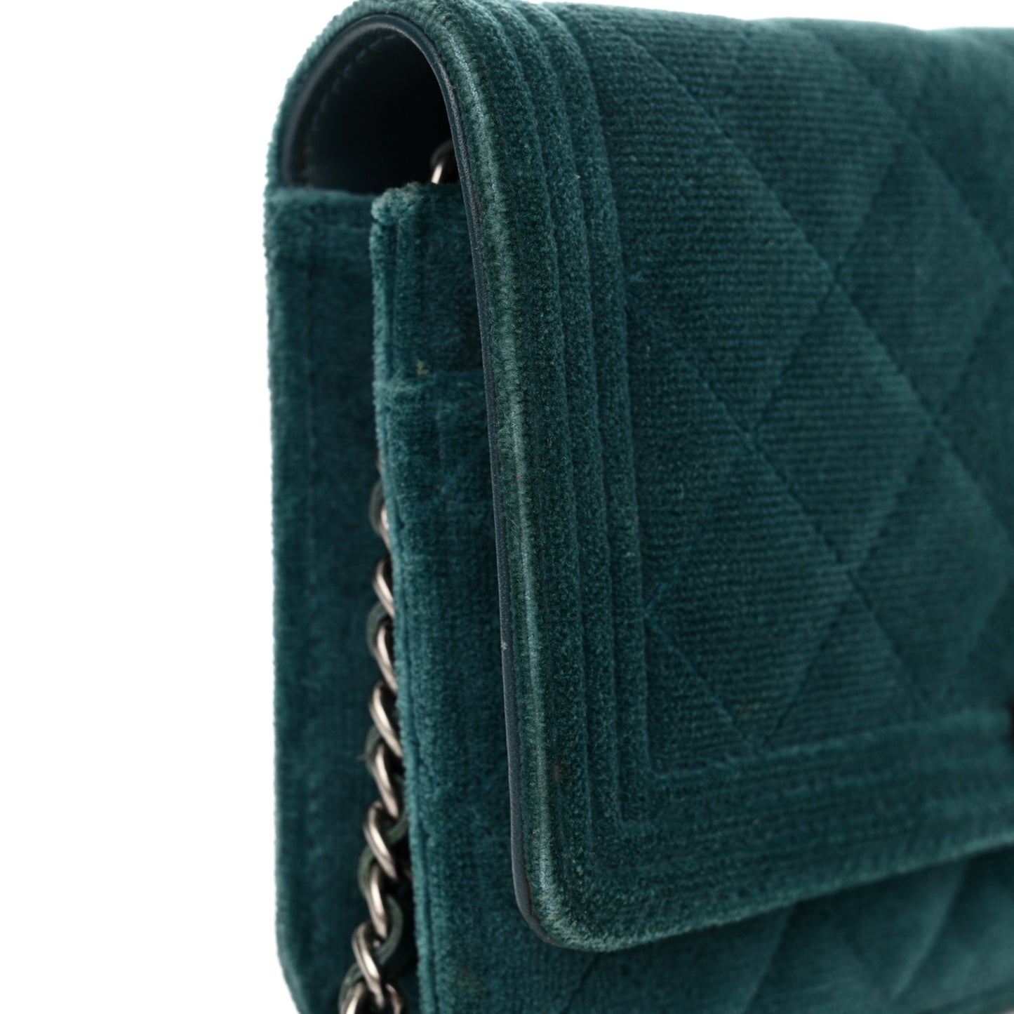 Velvet Quilted Boy Wallet On Chain WOC Teal
