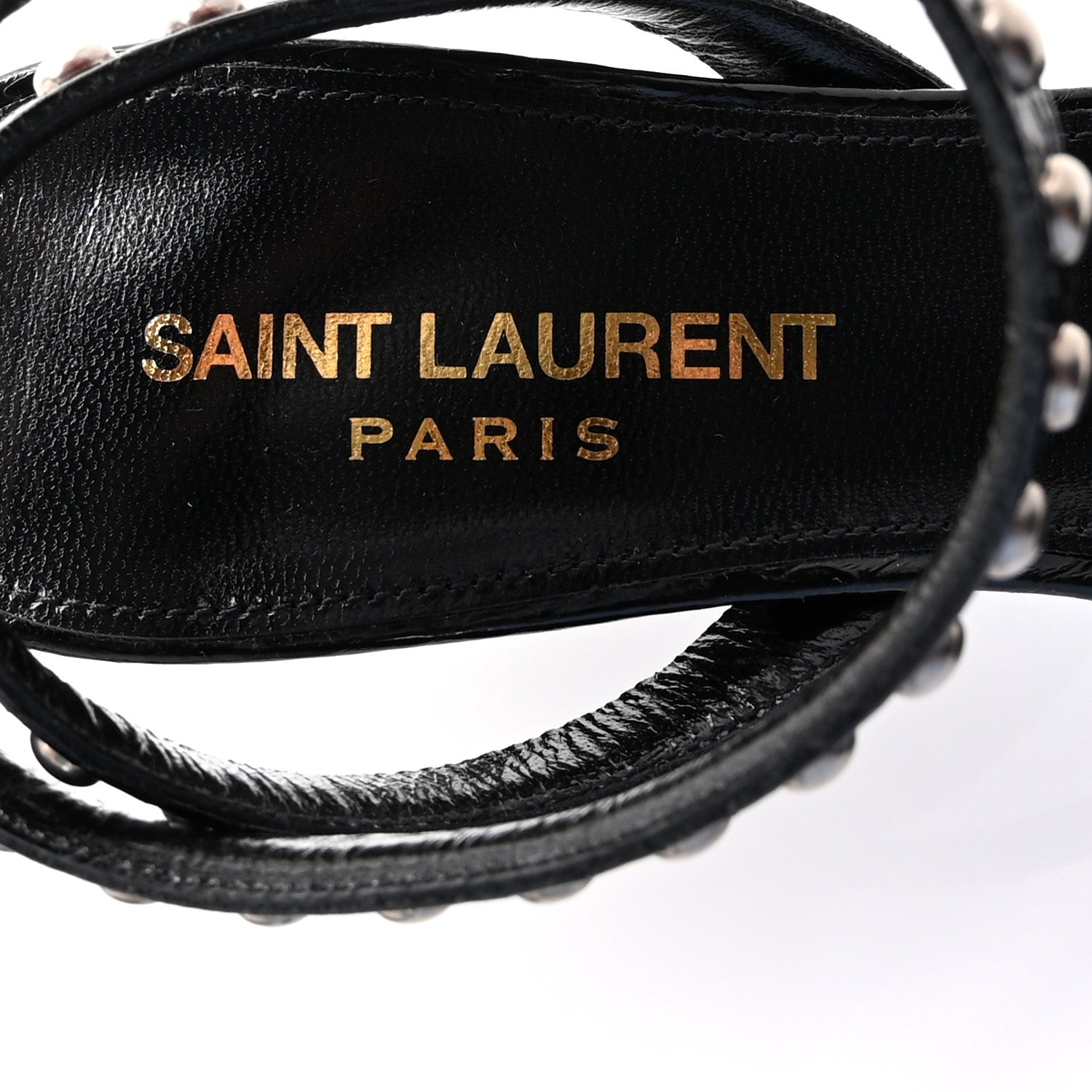 Saint Laurent Ayers Snakeskin Pearl Embellished Kiki 55 Sandals 36.5 Black 8 of 9