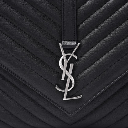 Saint Laurent Sheepskin Matelasse Chevron Monogram Large College Satchel Black 8 of 8
