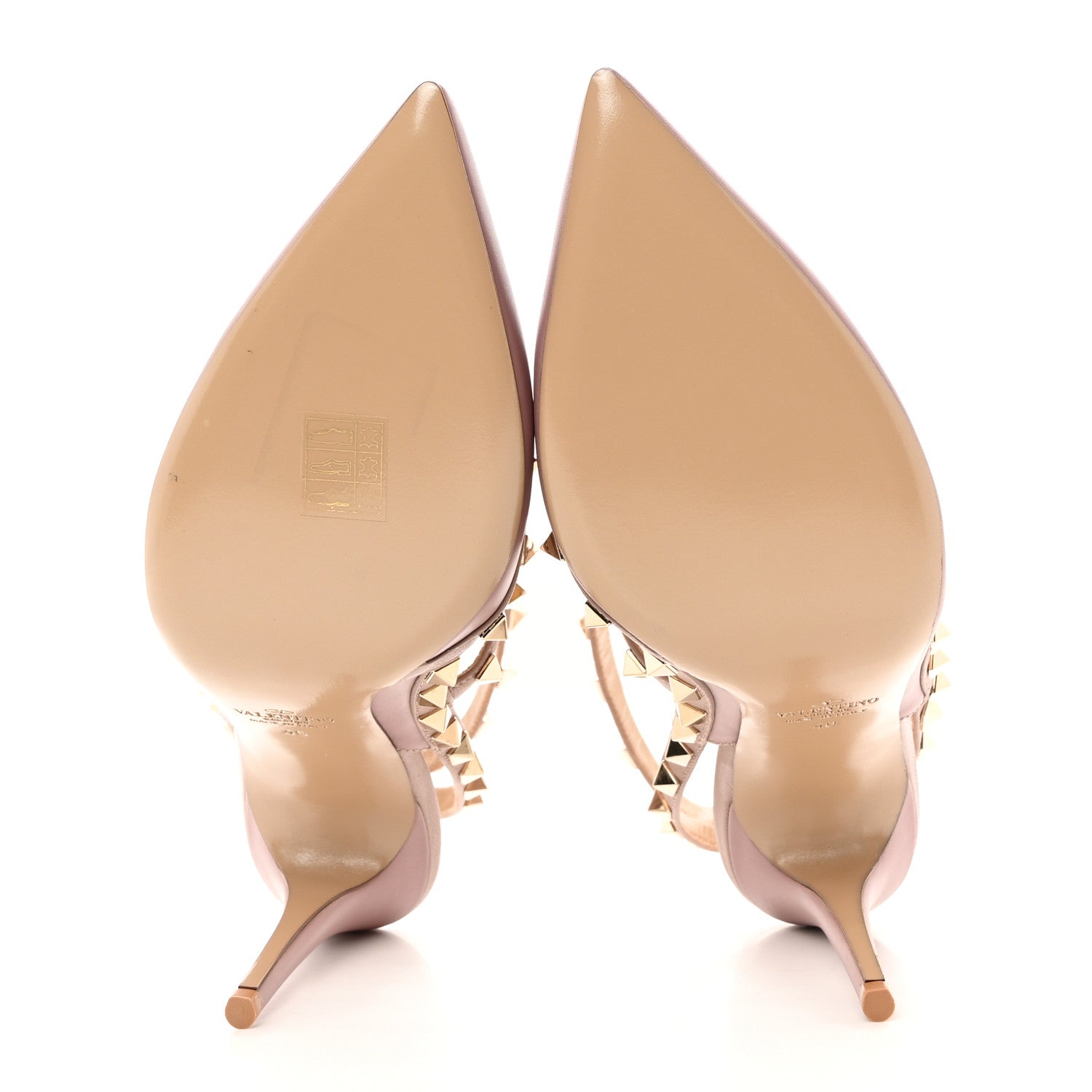 Valentino Garavani Calfskin Nappa Rockstud Ankle Strap 100mm Pumps 40 Grey Pink Poudre 5 of 12