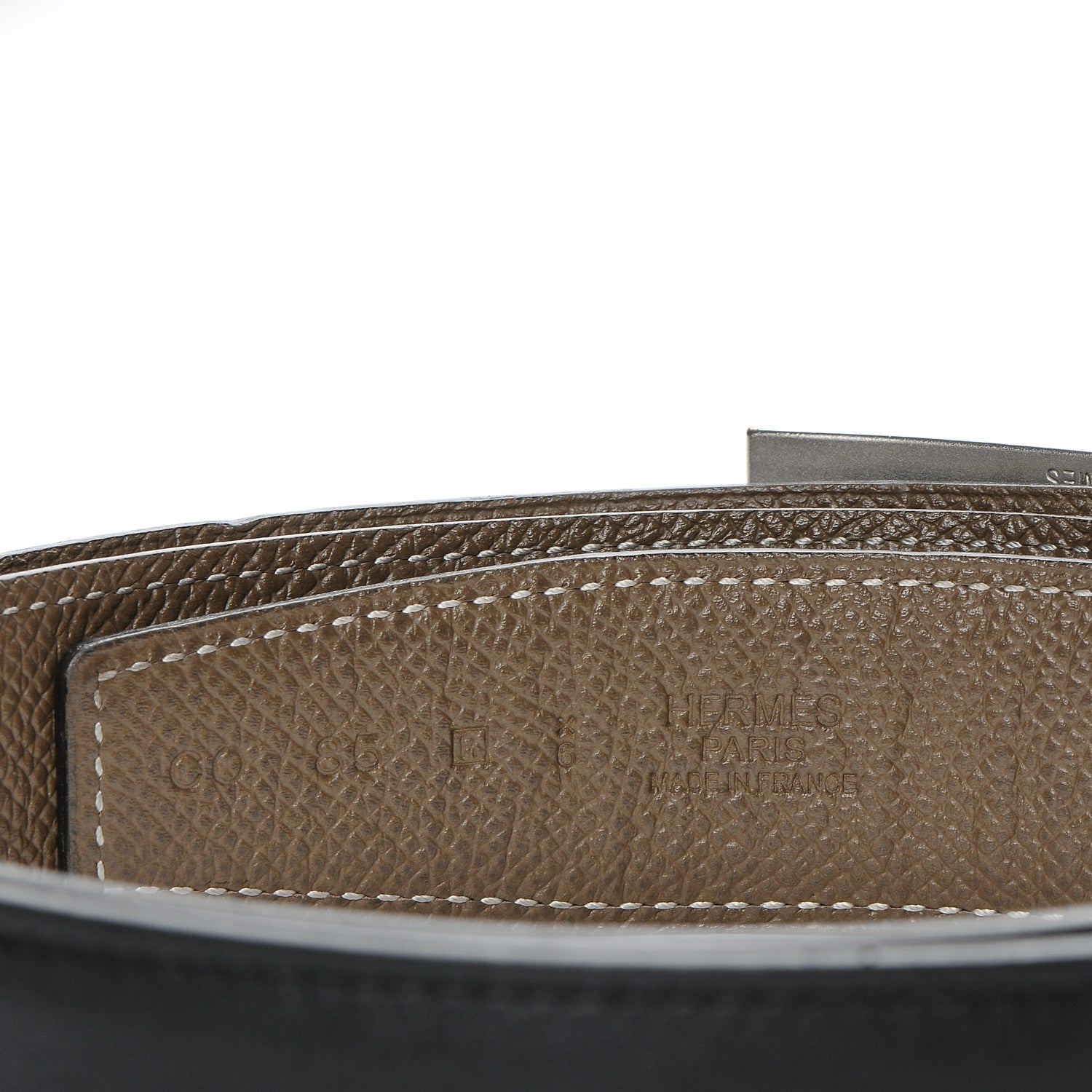 Hermes Swift Epsom 32mm Collier De Chien CDC Belt 85 Black Etoupe 5 of 10
