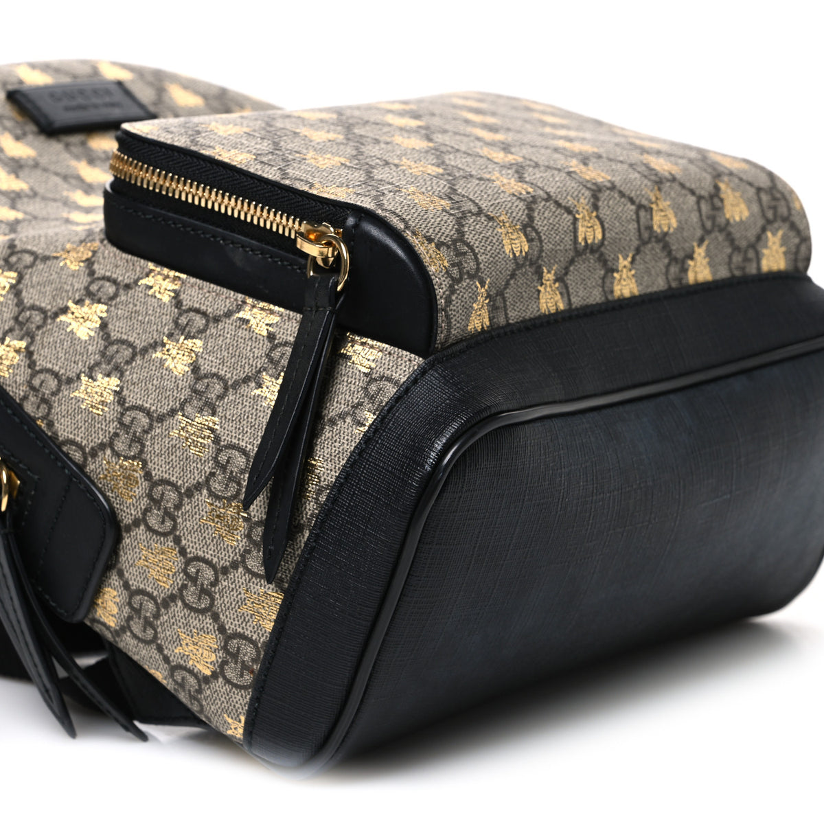GG Supreme Monogram Bees Print Small Day Backpack Beige Oro Black