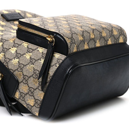 Gucci GG Supreme Monogram Bees Print Small Day Backpack Beige Oro Black 8 of 12