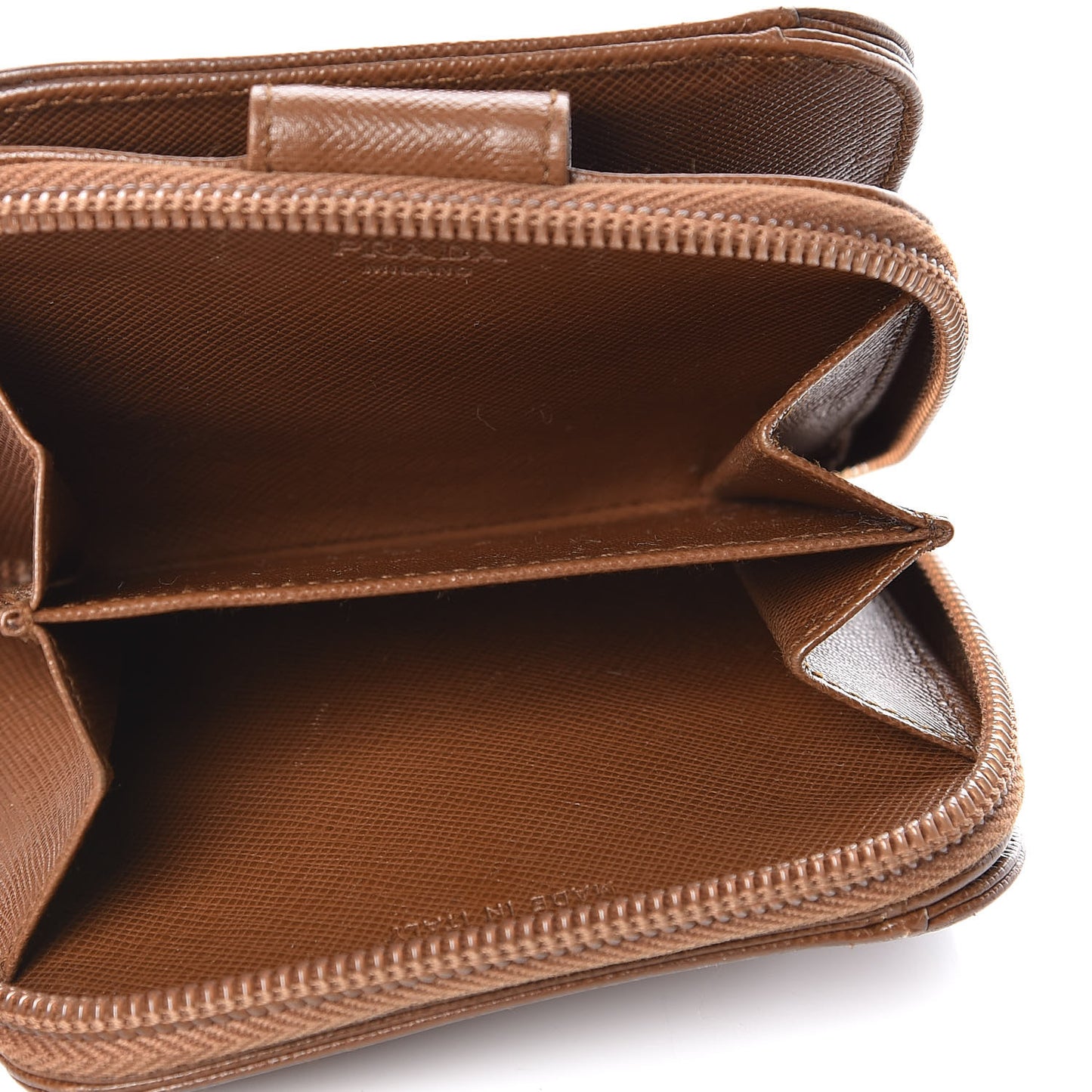 Saffiano Compact Zip Around Wallet Cannella