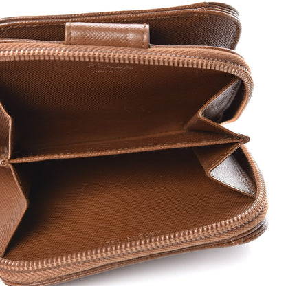 Prada Saffiano Compact Zip Around Wallet Cannella 6 of 15
