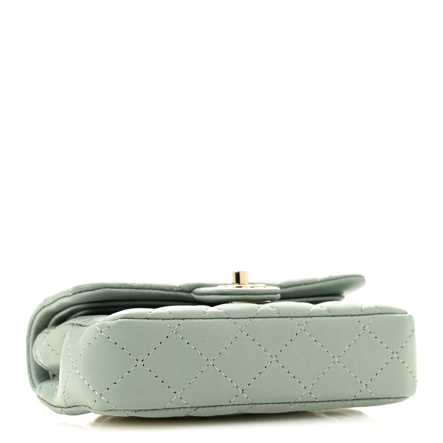 Lambskin Quilted Mini Flap Bag Charm With Hook Light Green
