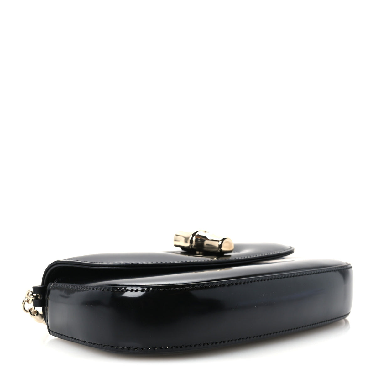 Gucci Shiny Calfskin Small Bamboo Night Bag Black 3 of 9