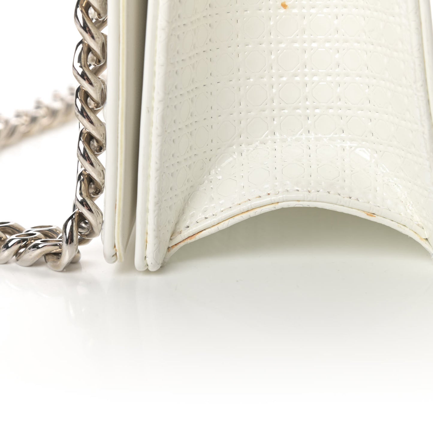 Patent Micro-Cannage Small Diorama Flap Bag White