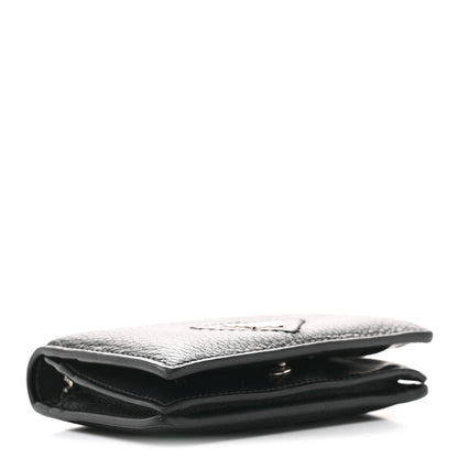 Prada Vitello Daino Triangle Bi-Fold Card Holder Wallet Black 4 of 7