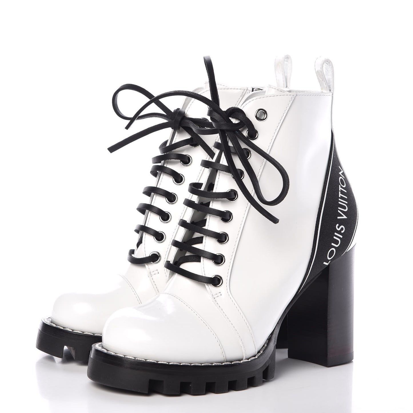 Patent Calfskin Star Trail Ankle Boots 36 White