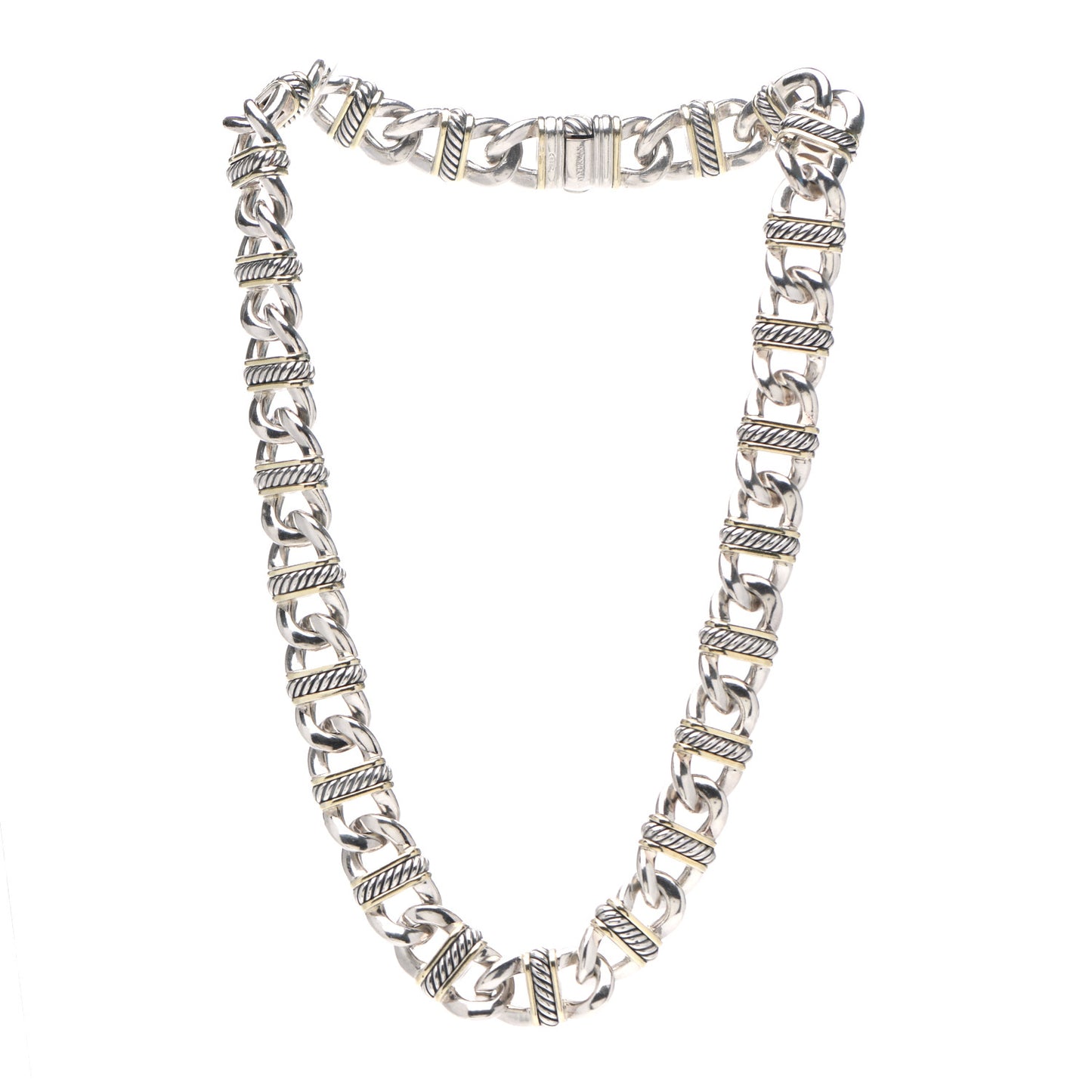 18K Yellow Gold Sterling Silver Madison Link Chain Necklace