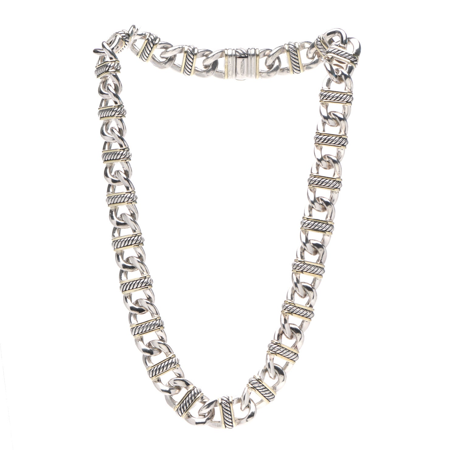 David Yurman 18K Yellow Gold Sterling Silver Madison Link Chain Necklace 3 of 4