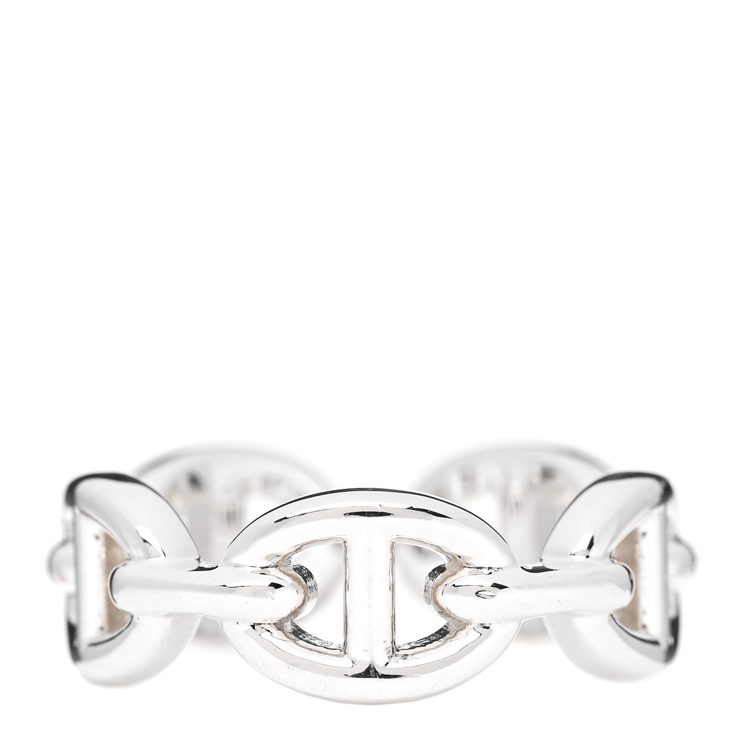 Hermes Sterling Silver PM Chaine d'Ancre Enchainee Band Ring 51 5.75 3 of 9