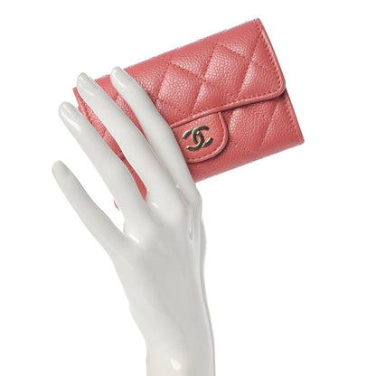 Chanel Caviar Quilted Flap Card Holder Pink 2 of 9