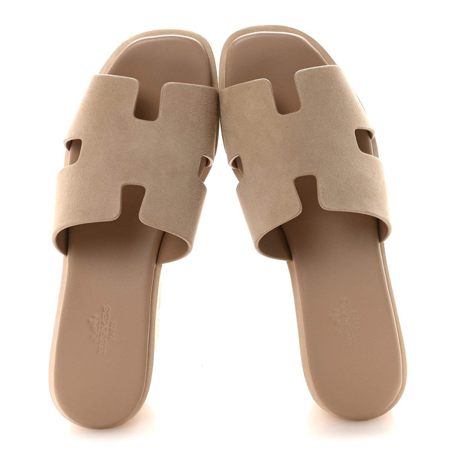 Hermes Suede Goatskin Cork Eze 30 Sandals 38 Beige Argile 1862420