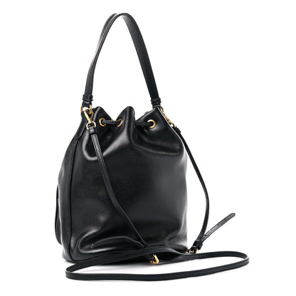 Prada Glace Calfskin Embossed Secchiello Bucket Bag Black 4 of 9