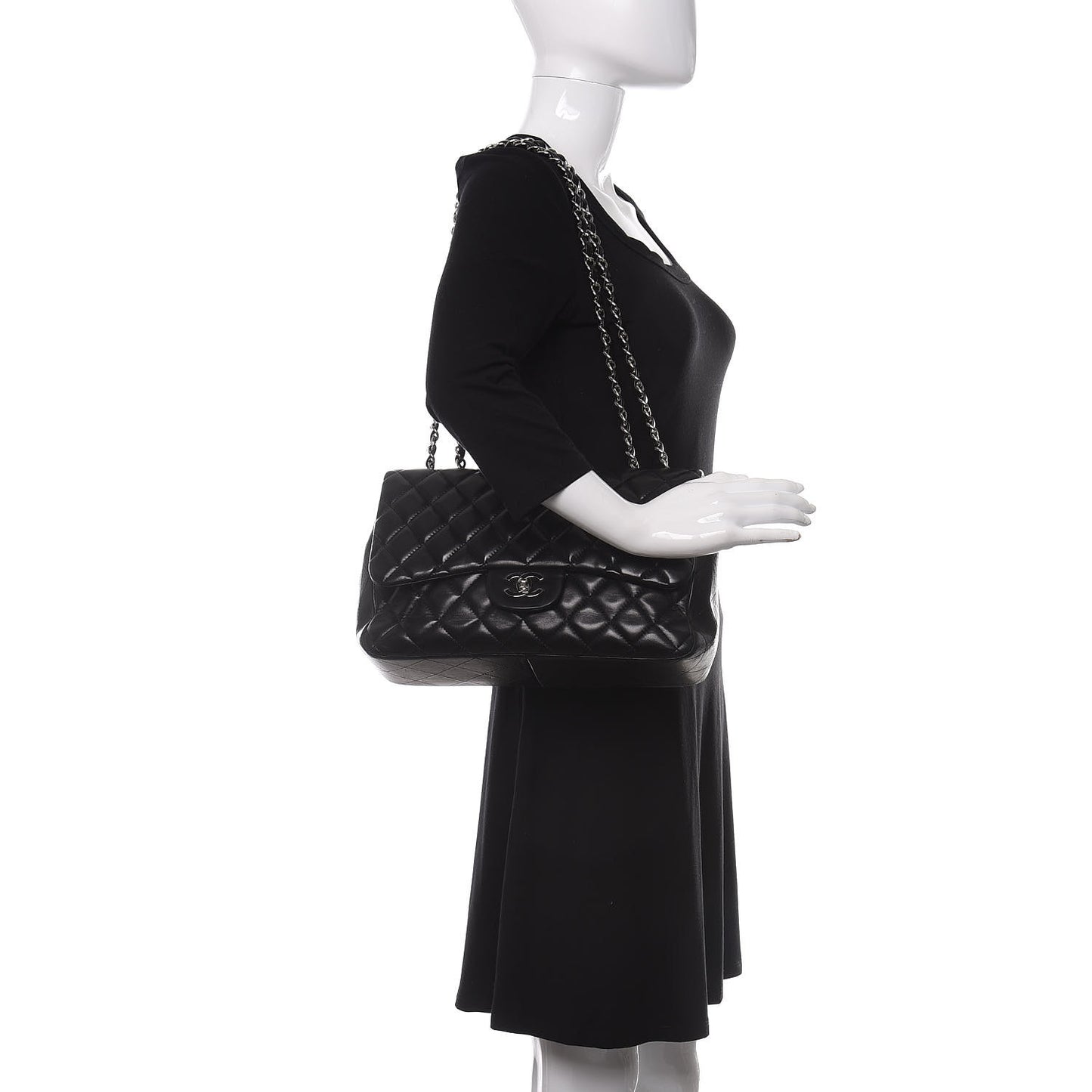 Lambskin Quilted Jumbo Single Flap Black
