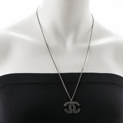 Chanel Gripoix Poured Glass CC Necklace Silver Black 2 of 4