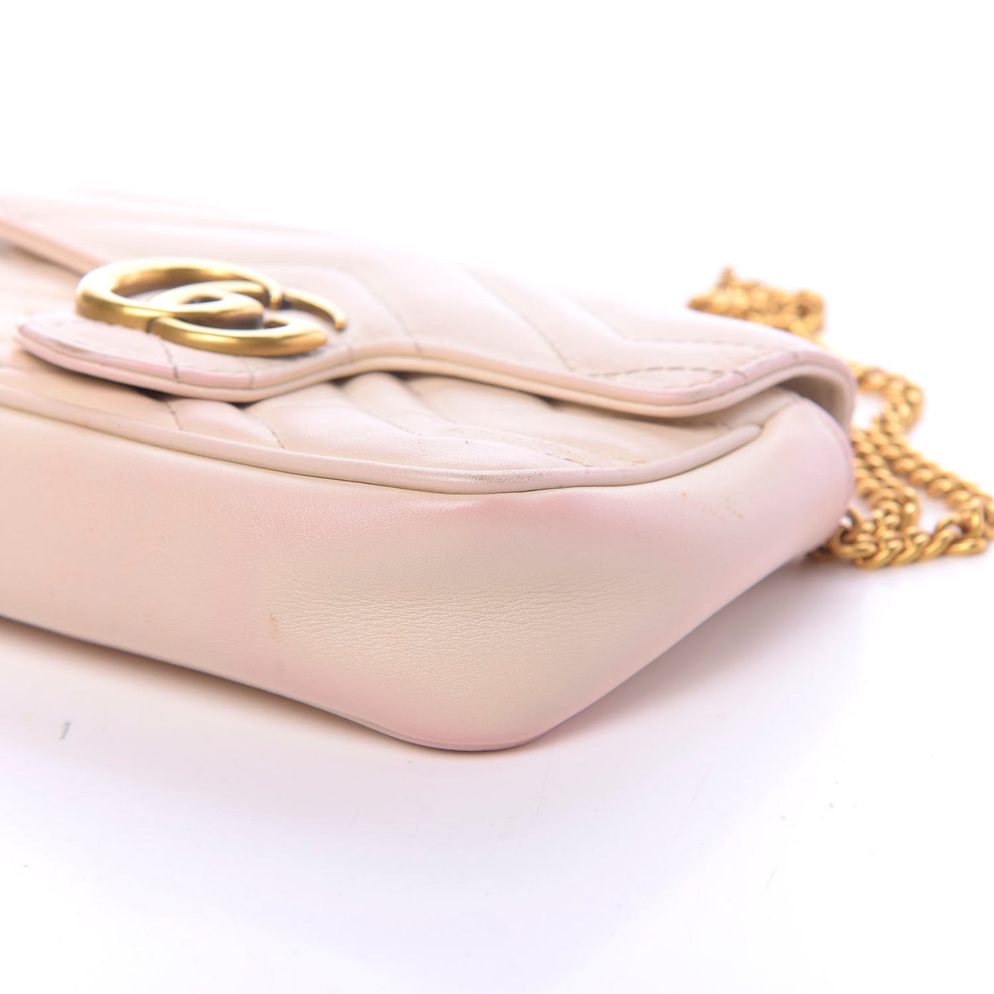 Calfskin Matelasse Super Mini GG Marmont Shoulder Bag White