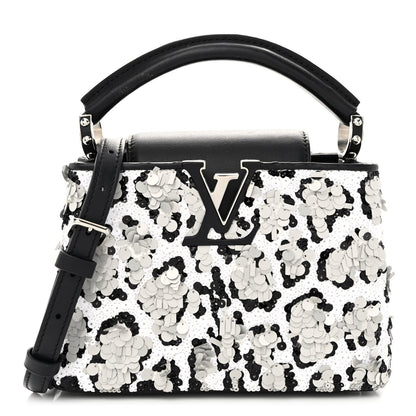 Louis Vuitton Calfskin Sequin Mini Capucines Black White 1 of 9