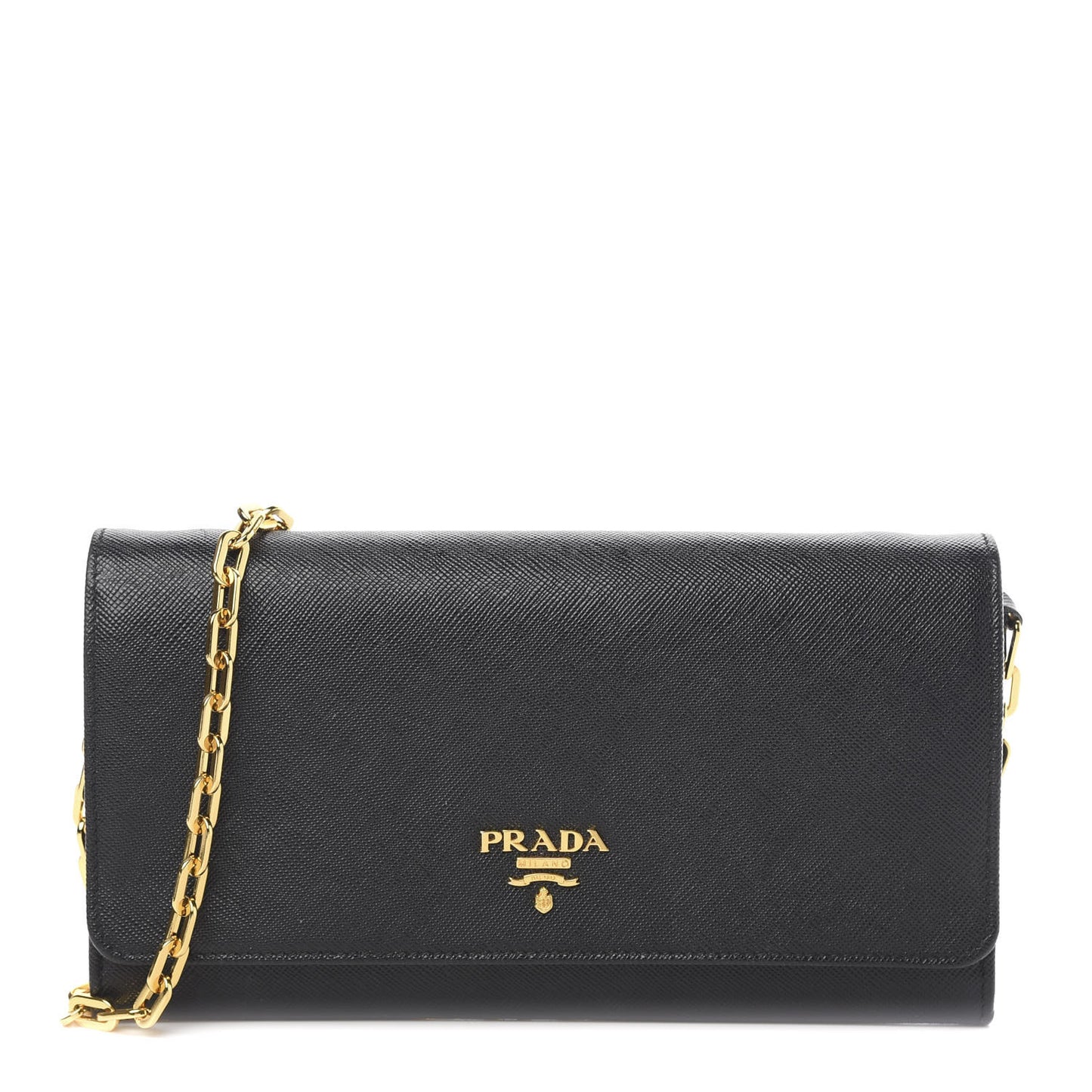 Saffiano Metal Oro Chain Wallet Black