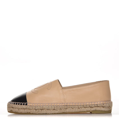 Chanel Lambskin Cap Toe CC Espadrilles 41 Beige Black 1 of 10
