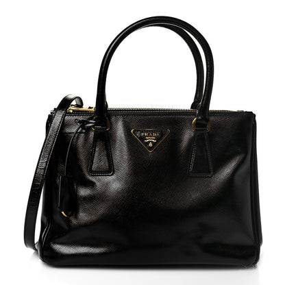 Prada Saffiano Vernice Mini Galleria Double Zip Tote Black 1 of 9