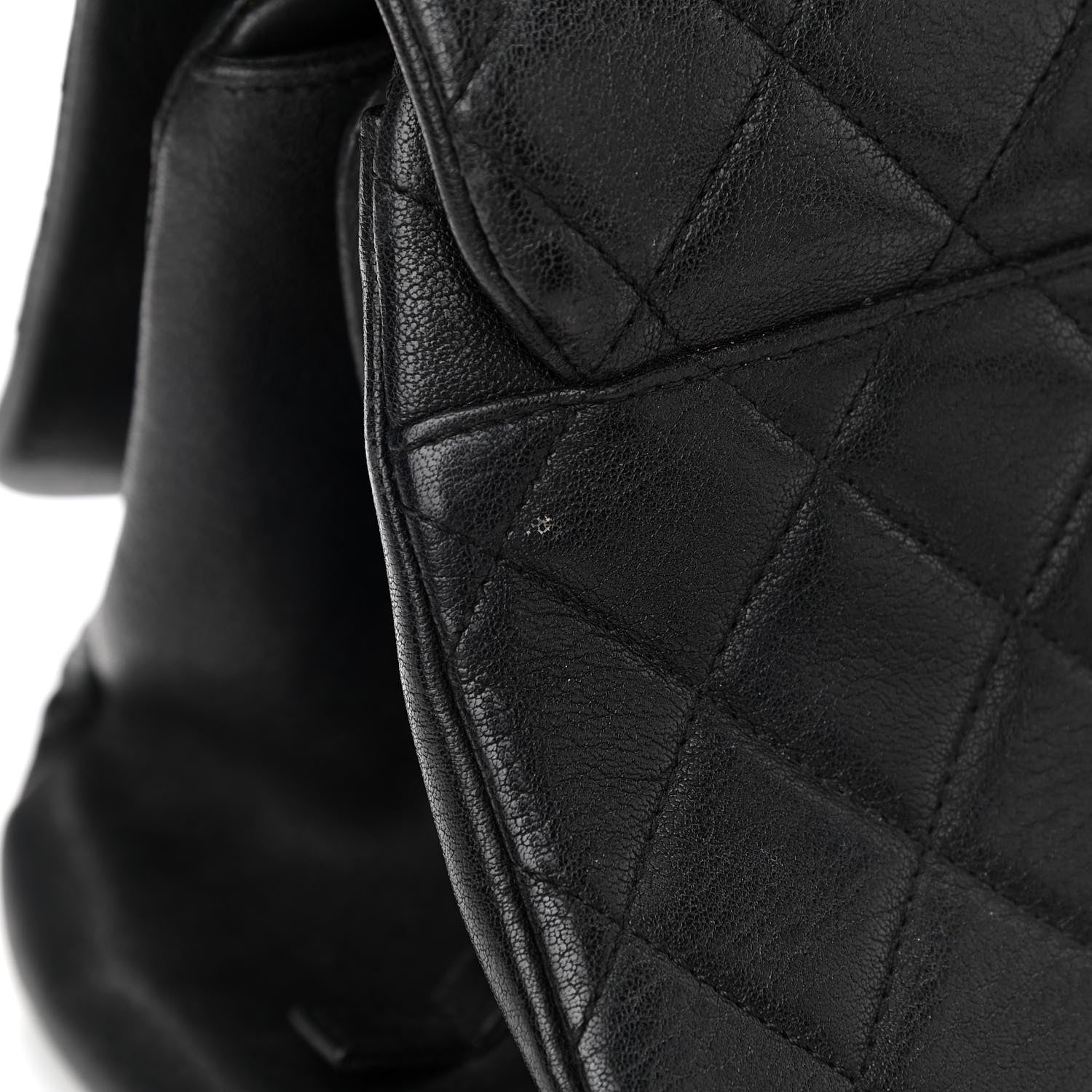 Chanel Shiny Sheepskin Quilted Large Trapezio Flap Black 7 of 16