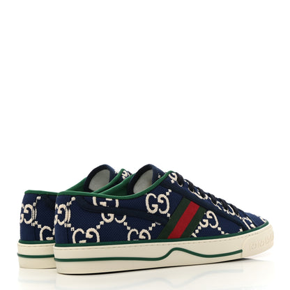 Gucci Cotton GG Monogram Web Mens 1977 Tennis Sneakers 7 Ink Ivory Blue 4 of 9