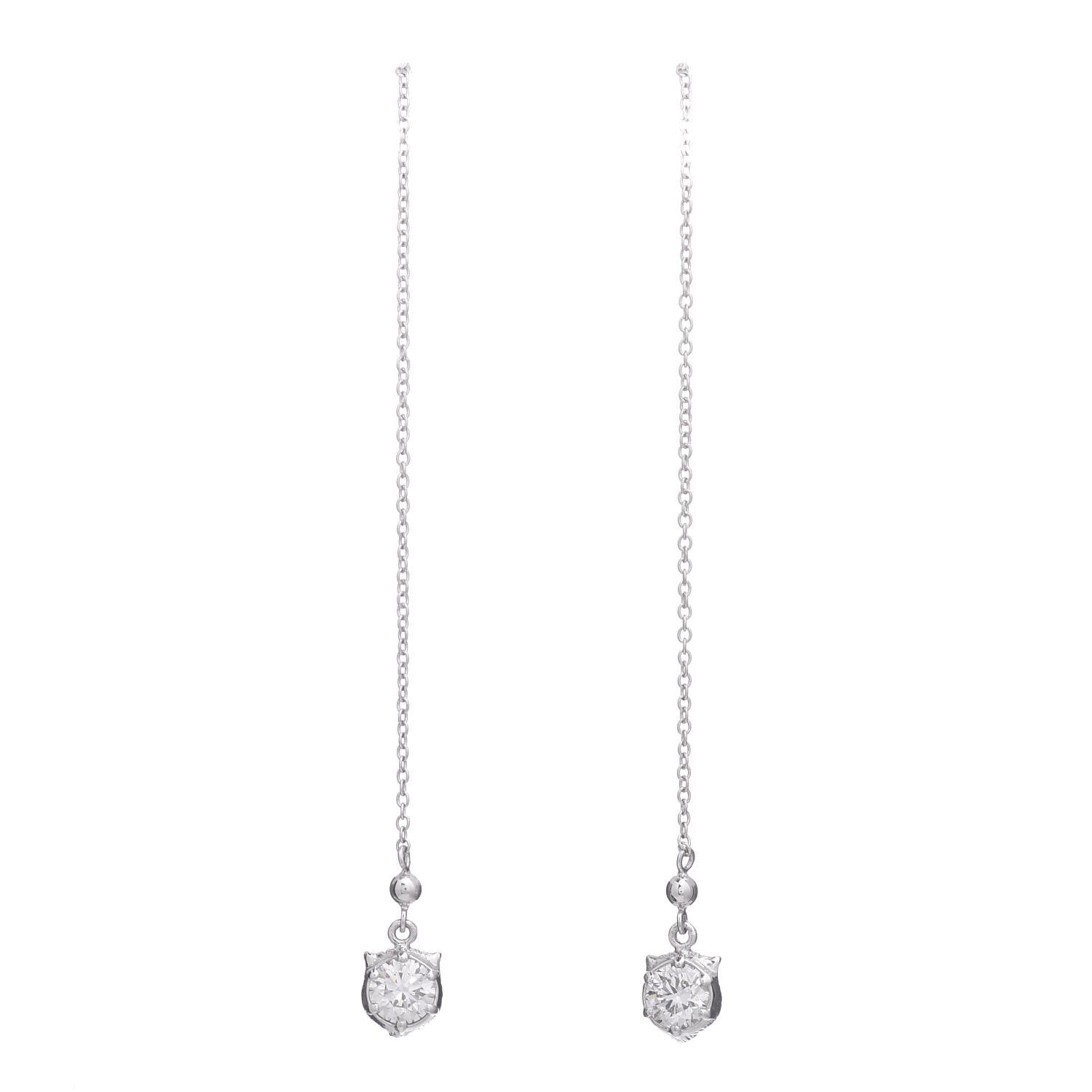 Gucci 18K White Gold Diamond Le Marche des Merveilles Feline Drop Earrings 2 of 7