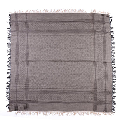 Gucci Wool Silk GG Monogram Diamante Plaid Surviee Shawl Beige Dark Brown 1 of 3