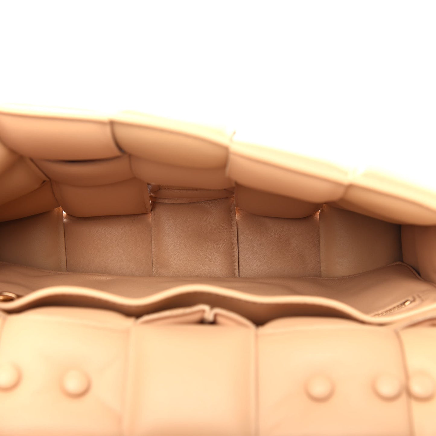 Lambskin Maxi Intreccio Padded Chain Cassette Crossbody Bag Almond