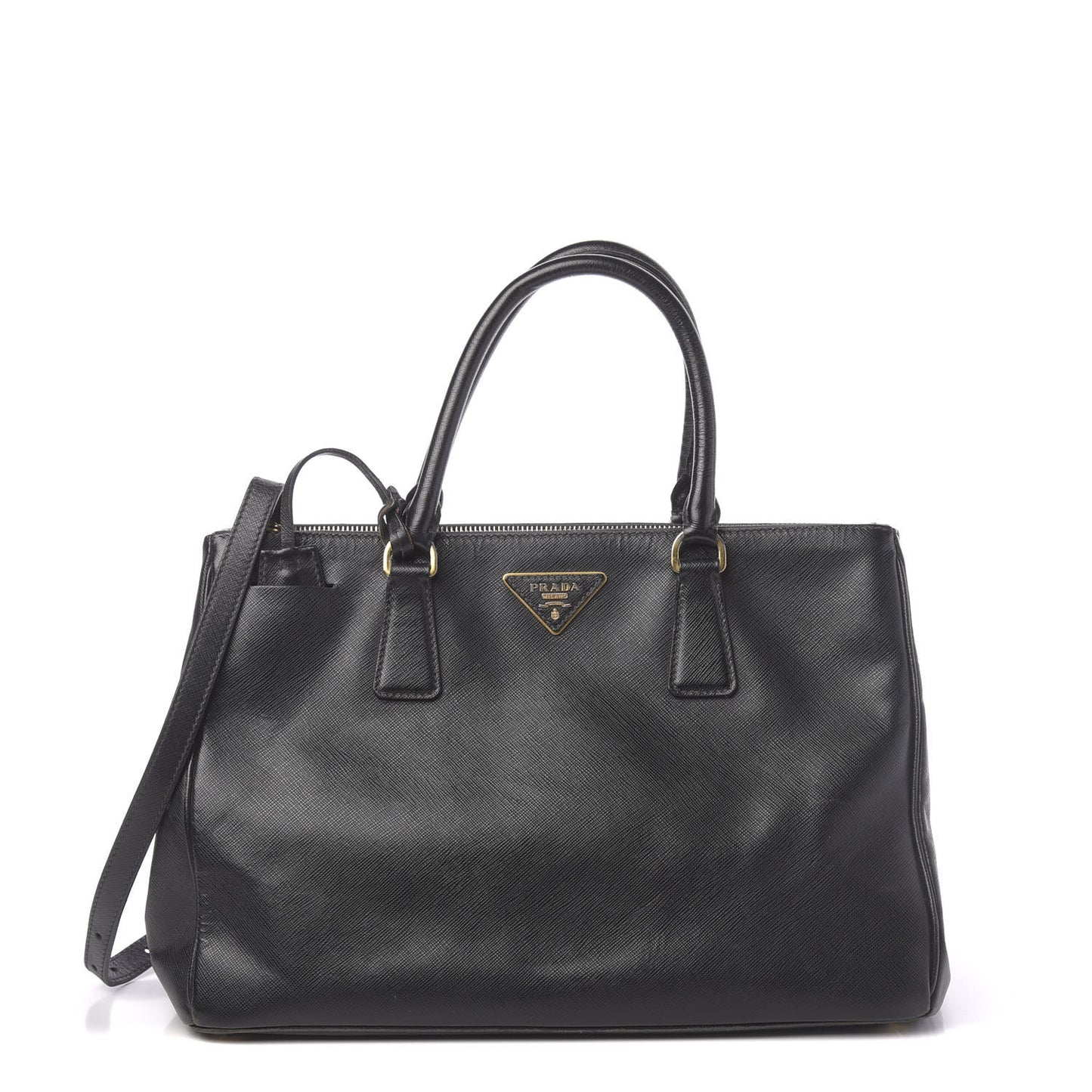 Saffiano Medium Galleria Double Zip Tote Black
