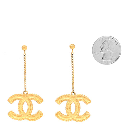 Chanel CC Drop Earrings Matte Gold 2 of 4