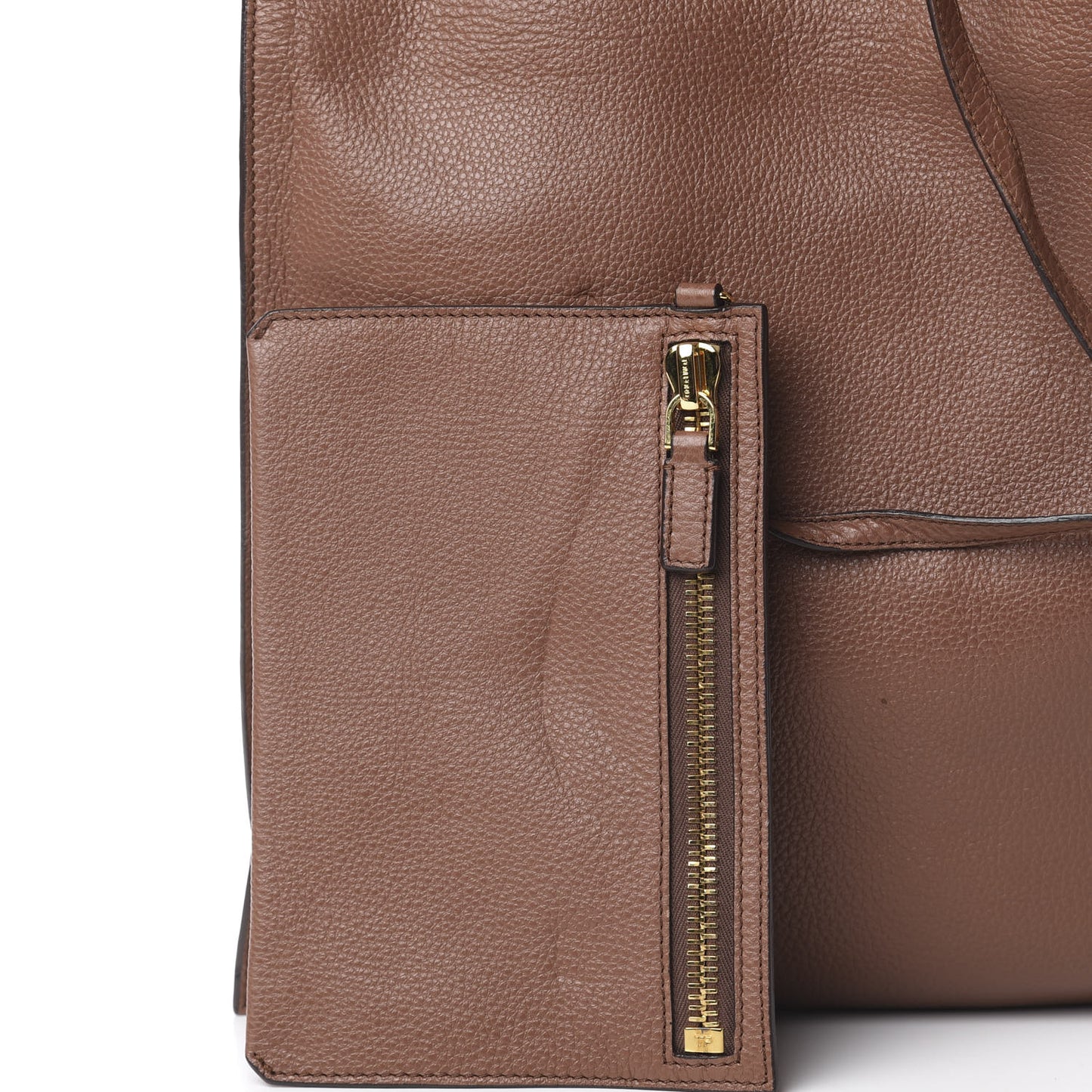 Calfskin Large Alix Padlock Zip Shoulder Bag Brown