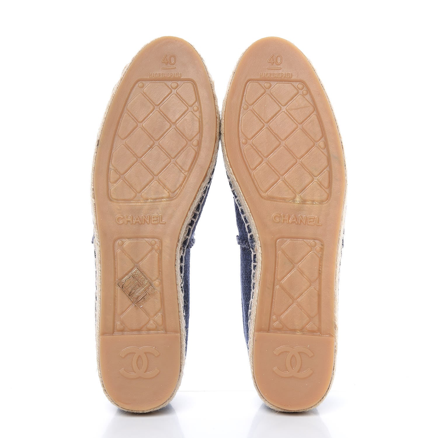 Chanel Denim Toile CC Espadrilles 40 Navy Black 5 of 10