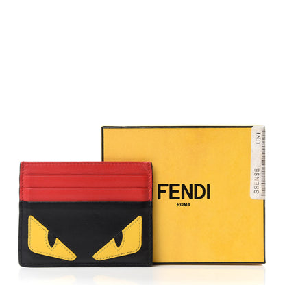 Fendi Vitello Century Monster Eyes Inlay Card Holder Black Giallo Rosso 8 of 8