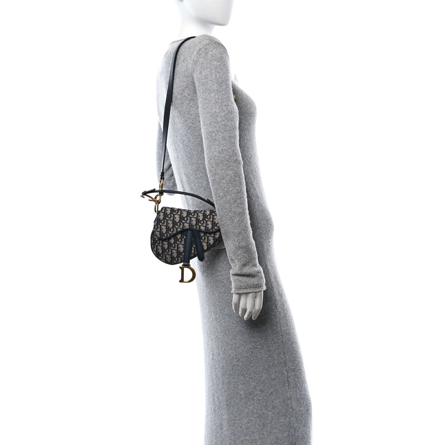 Christian Dior Oblique Mini Saddle Bag With Strap Blue 3 of 10