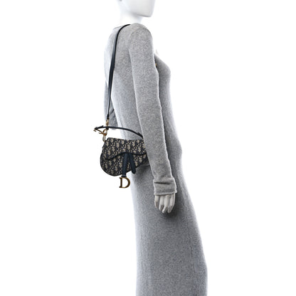 Christian Dior Oblique Mini Saddle Bag With Strap Blue 3 of 10