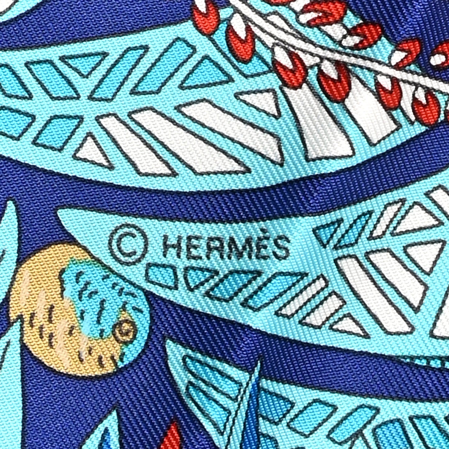 Silk La Promenade de Platon Scarf 90 Indigo Rouge Turquoise