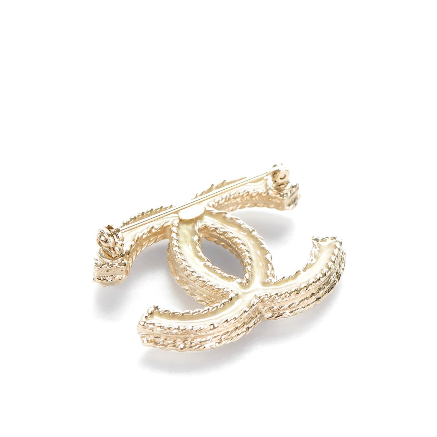 Crystal CC Brooch Pin Light Gold