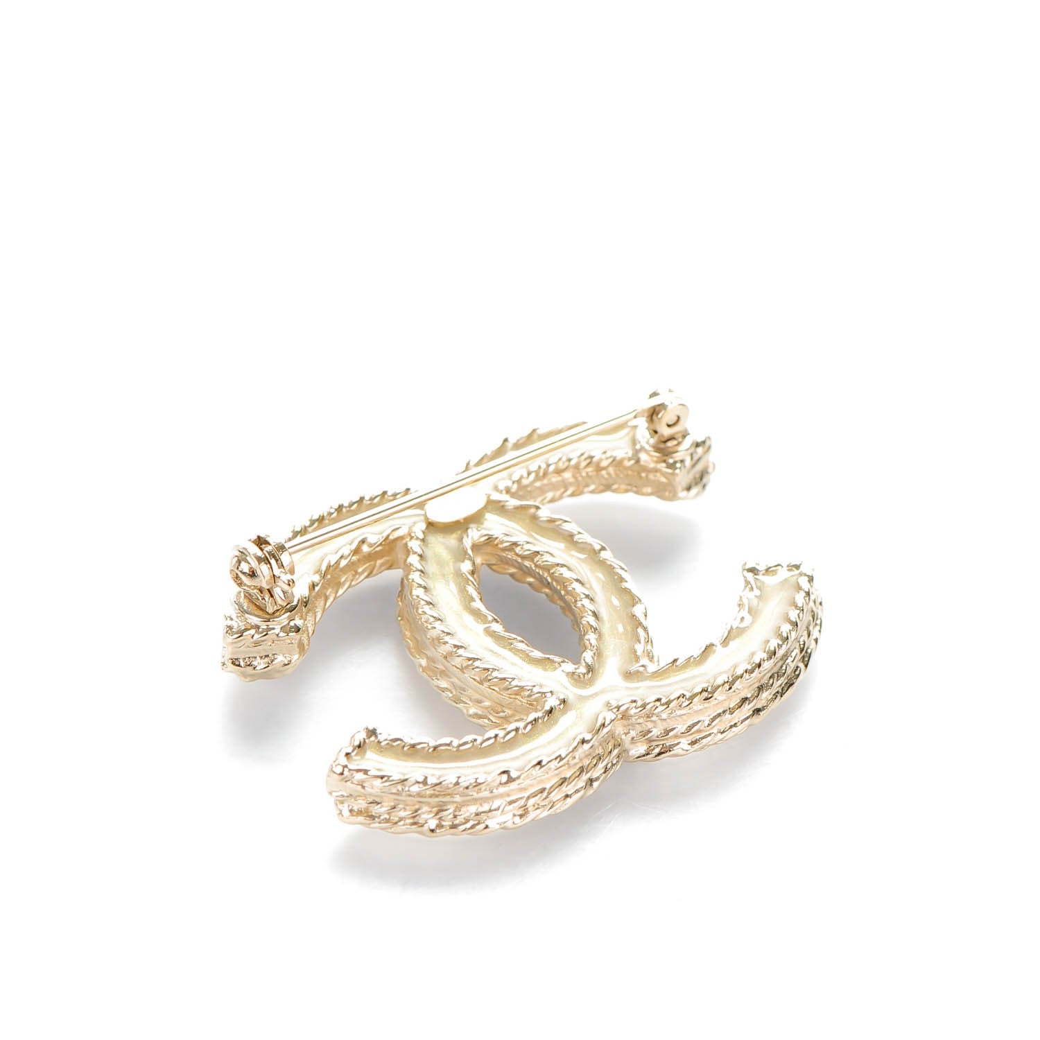Chanel Crystal CC Brooch Pin Light Gold 3 of 5