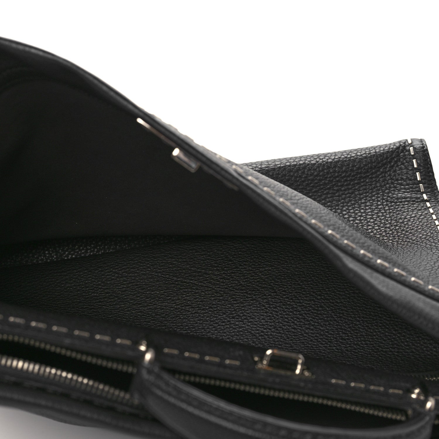 Fendi Cuoio Romano Selleria Metal Stitch Large Mens Peekaboo Iconic Essential Satchel Black 5 of 7