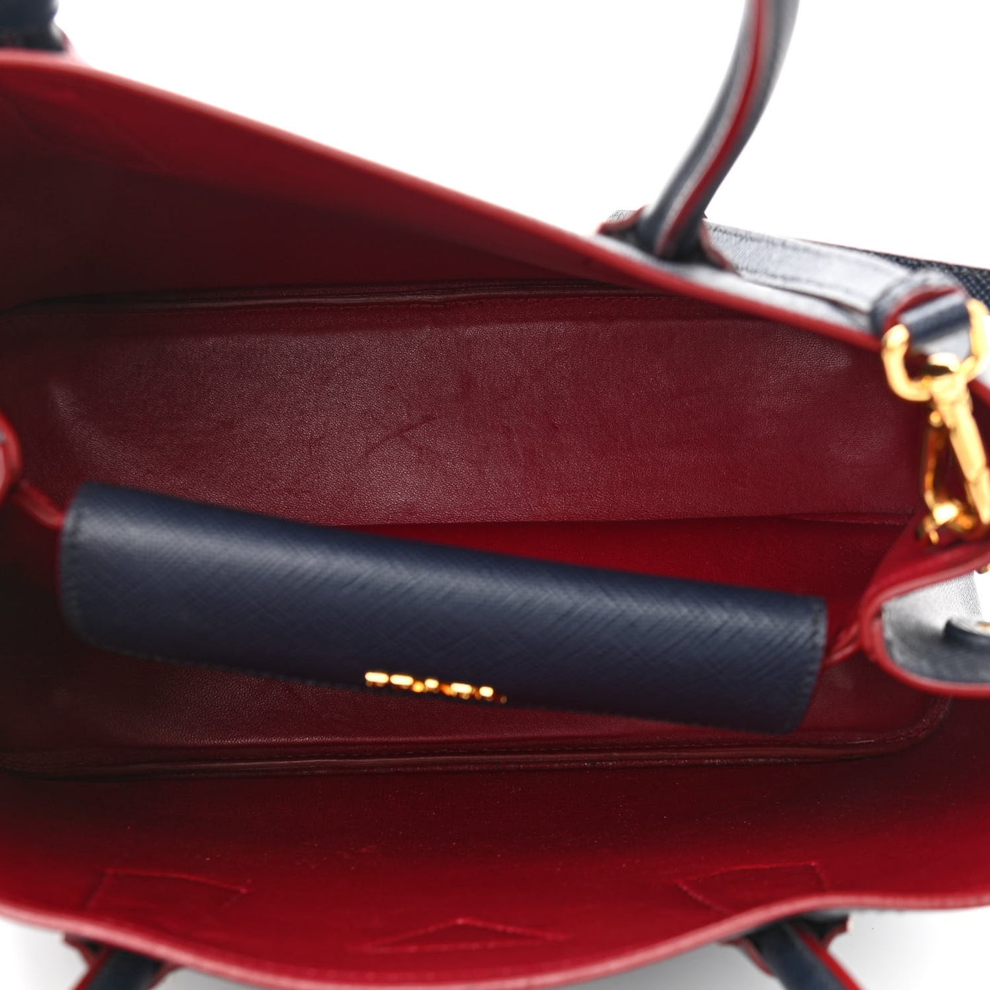 Saffiano Cuir Small Double Bag Baltico Fuoco