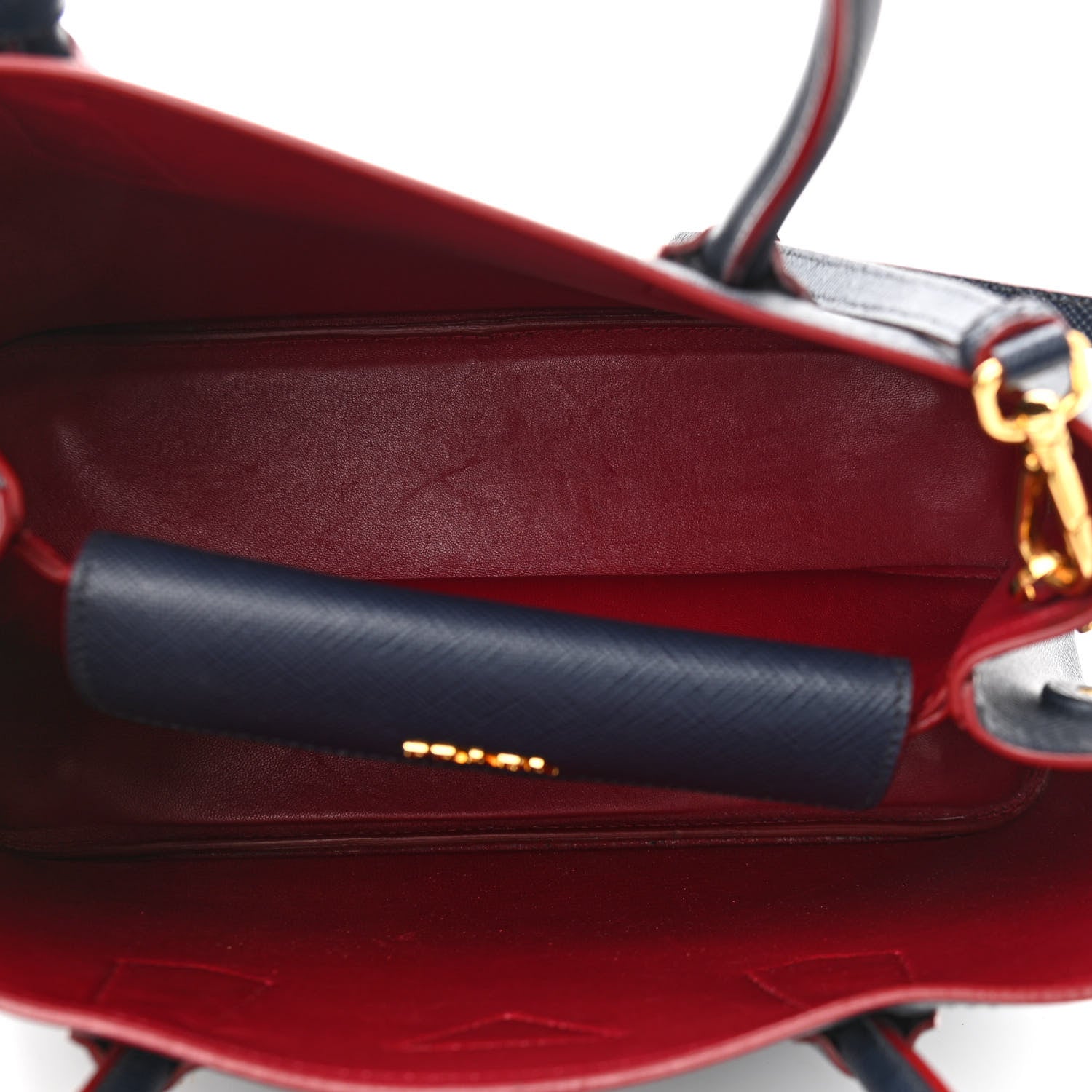 Prada Saffiano Cuir Small Double Bag Baltico Fuoco 5 of 11